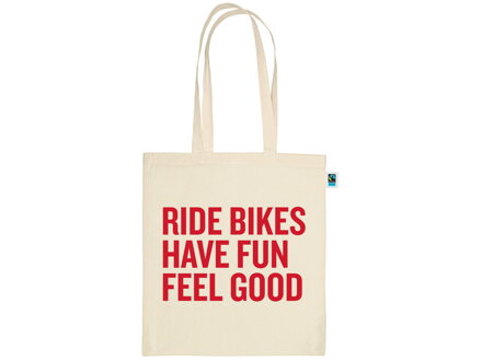 Borsa tote Trek Ride Bikes Have Fun Feel Good - Marrone chiaro/Rosso